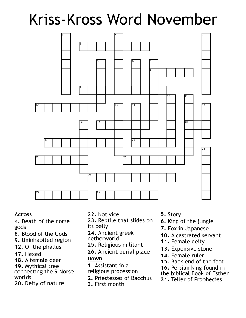 Kriss Kross Word November Crossword WordMint Kriss Kross Word November Crossword WordMint