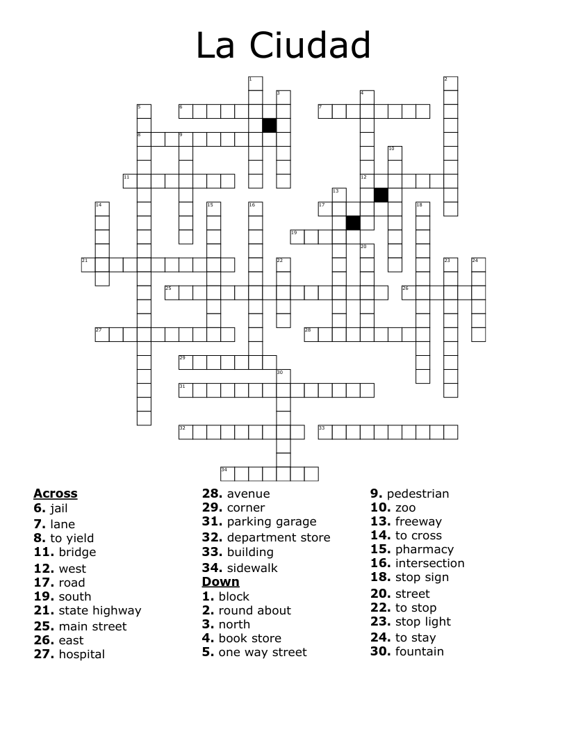 La Ciudad Crossword WordMint La Ciudad Crossword WordMint