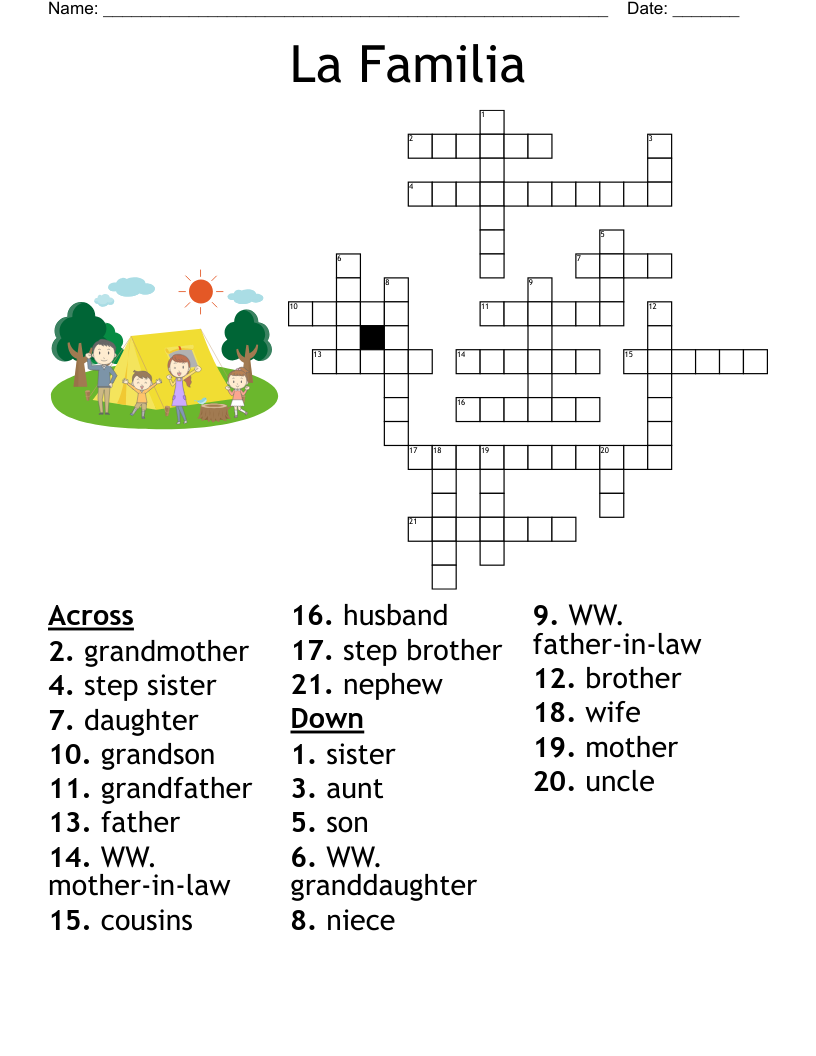 La Familia Crossword WordMint La Familia Crossword WordMint
