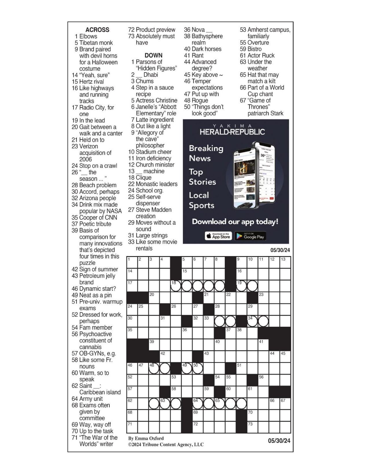LA Times Crossword May 30 2024 Crosswords Yakimaherald LA Times Crossword May 30 2024 Crosswords Yakimaherald