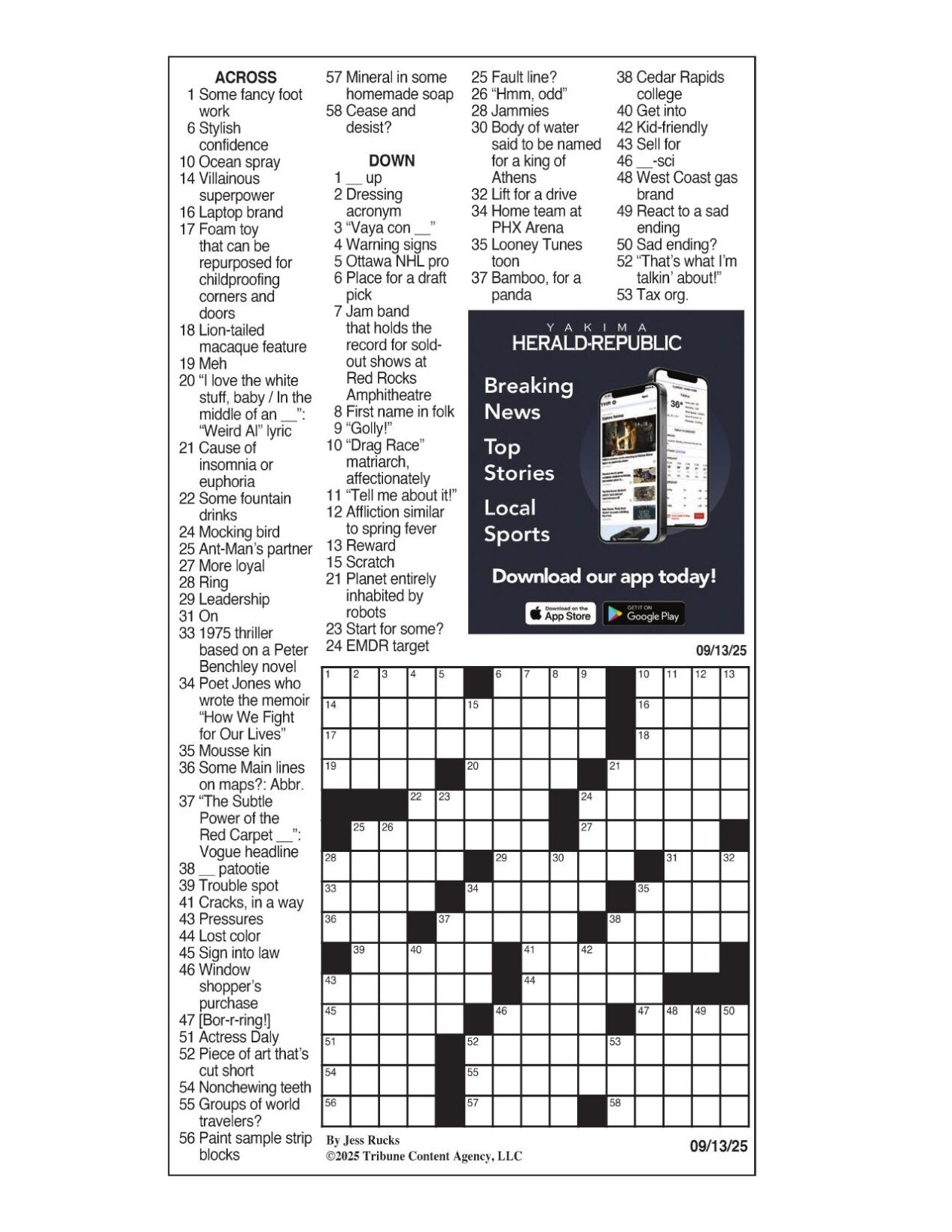 LA Times Crossword Sept 13 2025 Crosswords Yakimaherald LA Times Crossword Sept 13 2025 Crosswords Yakimaherald