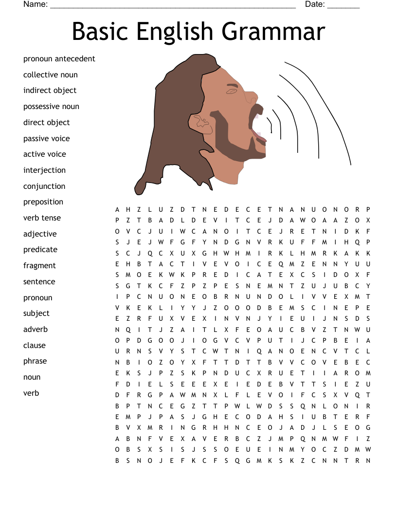 Language Arts Crossword Puzzle WordMint