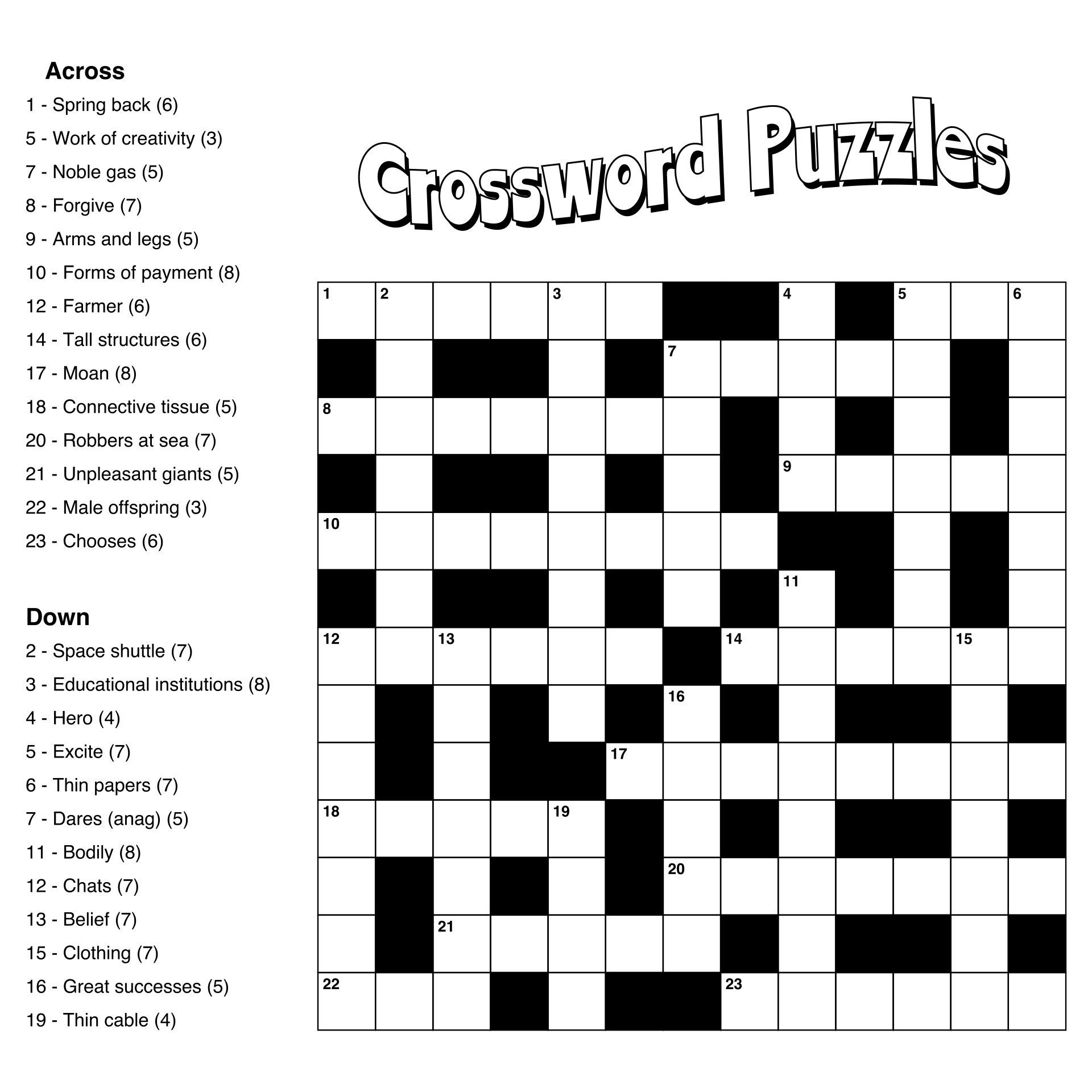 Large Crossword Puzzles Printable Large Crossword Puzzles Printable