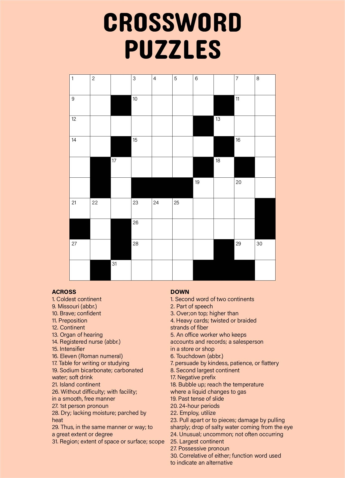 Large Print Easy Crossword Puzzles 10 Free PDF Printables Printablee Large Print Easy Crossword Puzzles 10 Free PDF Printables Printablee