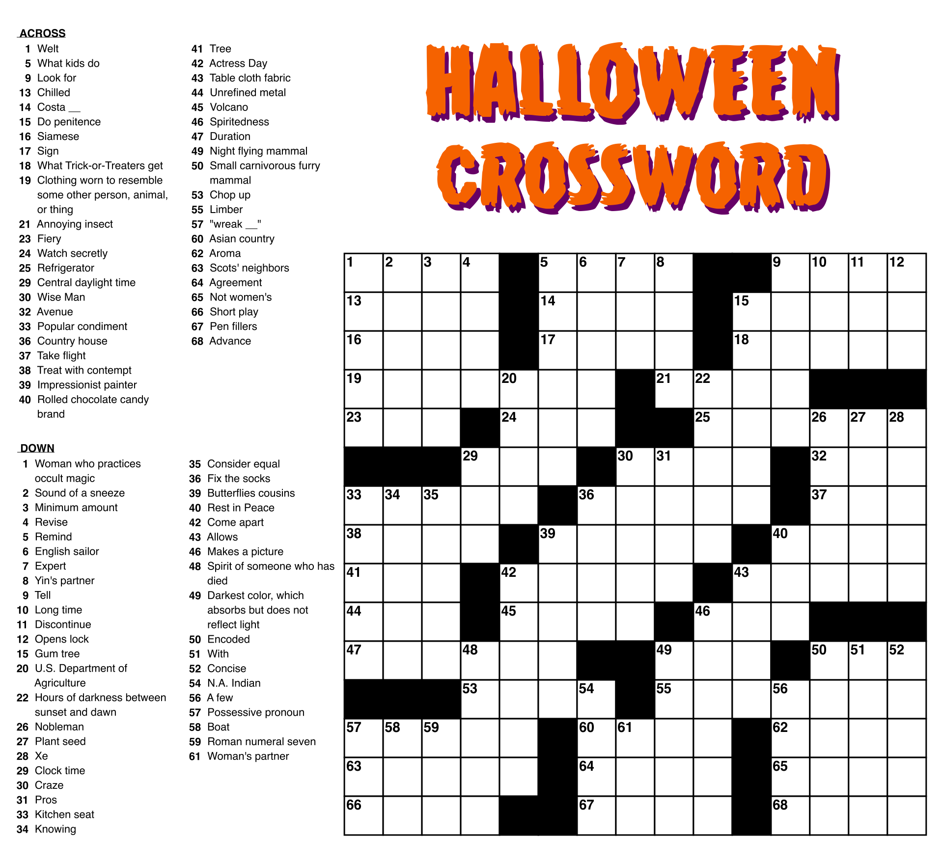 Ffree Printable Crossword Puzzles Ffree Printable Crossword Puzzles