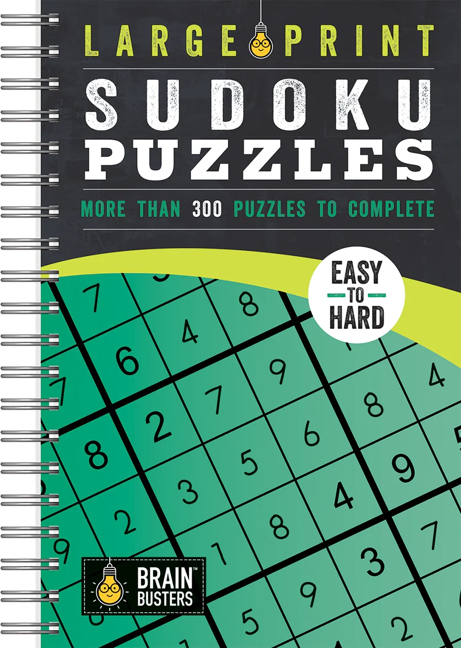Large Print Sudoku Over 200 Puzzles Solutions Easy To Hard Puzzles For Adults Spiral Bound Cottage Door Press LLC