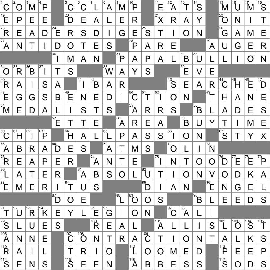 LAXCrossword Answers To The Los Angeles Times Crossword LAXCrossword Answers To The Los Angeles Times Crossword