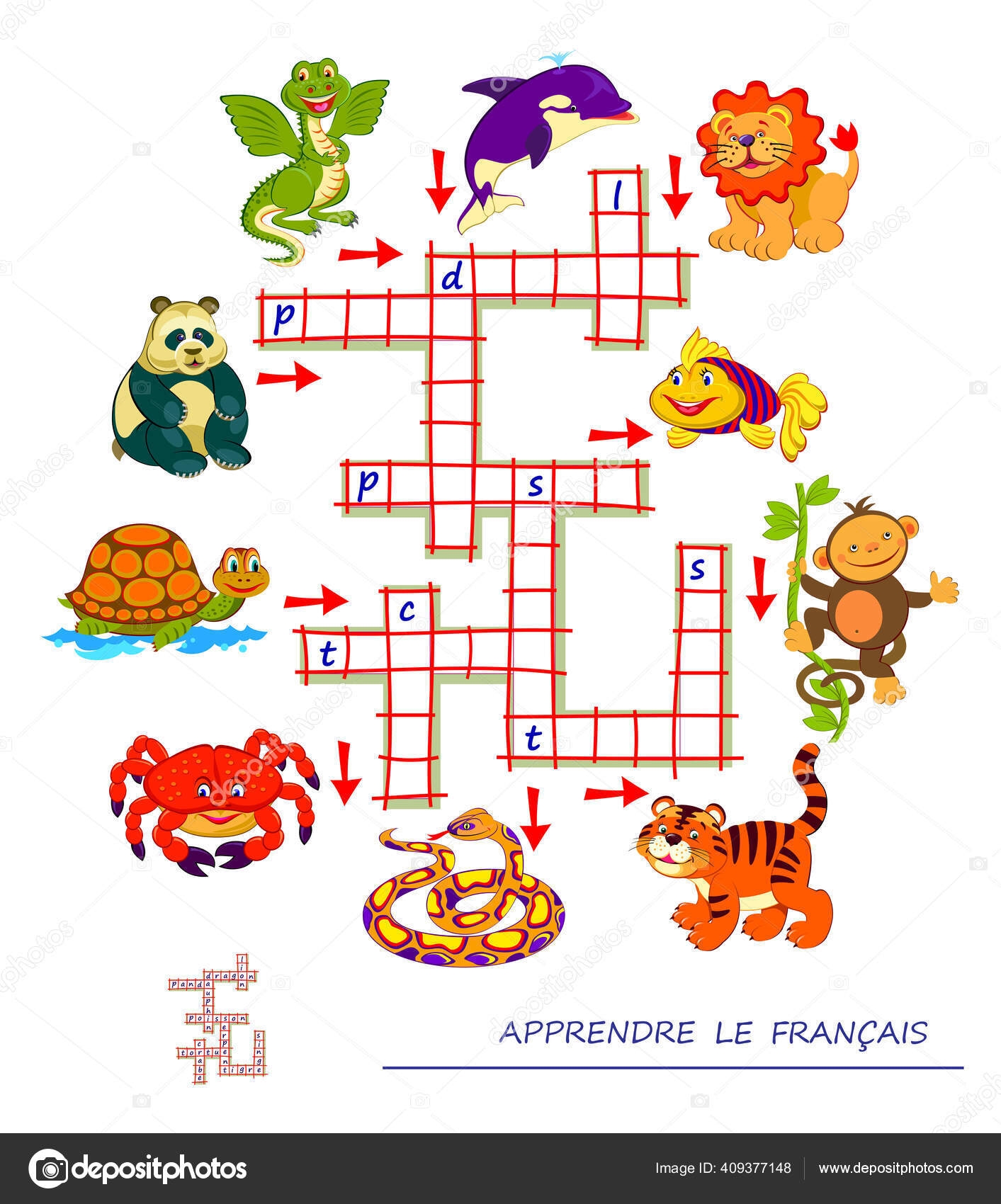 Learn French Crossword Puzzle Game Animals Educational Page Children Study Stock Vector By Nataljacernecka 409377148 Learn French Crossword Puzzle Game Animals Educational Page Children Study Stock Vector By Nataljacernecka 409377148