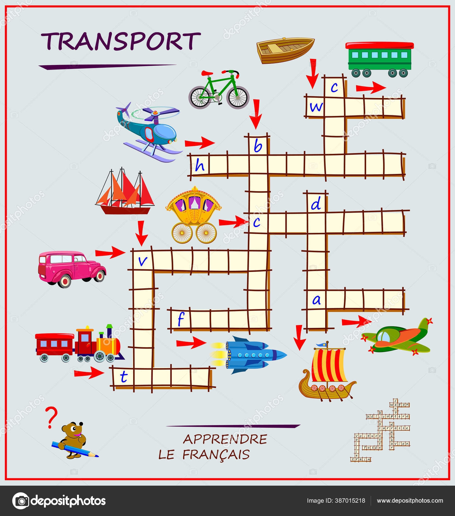 Learn French Crossword Puzzle Game Transport Educational Page Children Study Stock Vector By Nataljacernecka 387015218 Learn French Crossword Puzzle Game Transport Educational Page Children Study Stock Vector By Nataljacernecka 387015218
