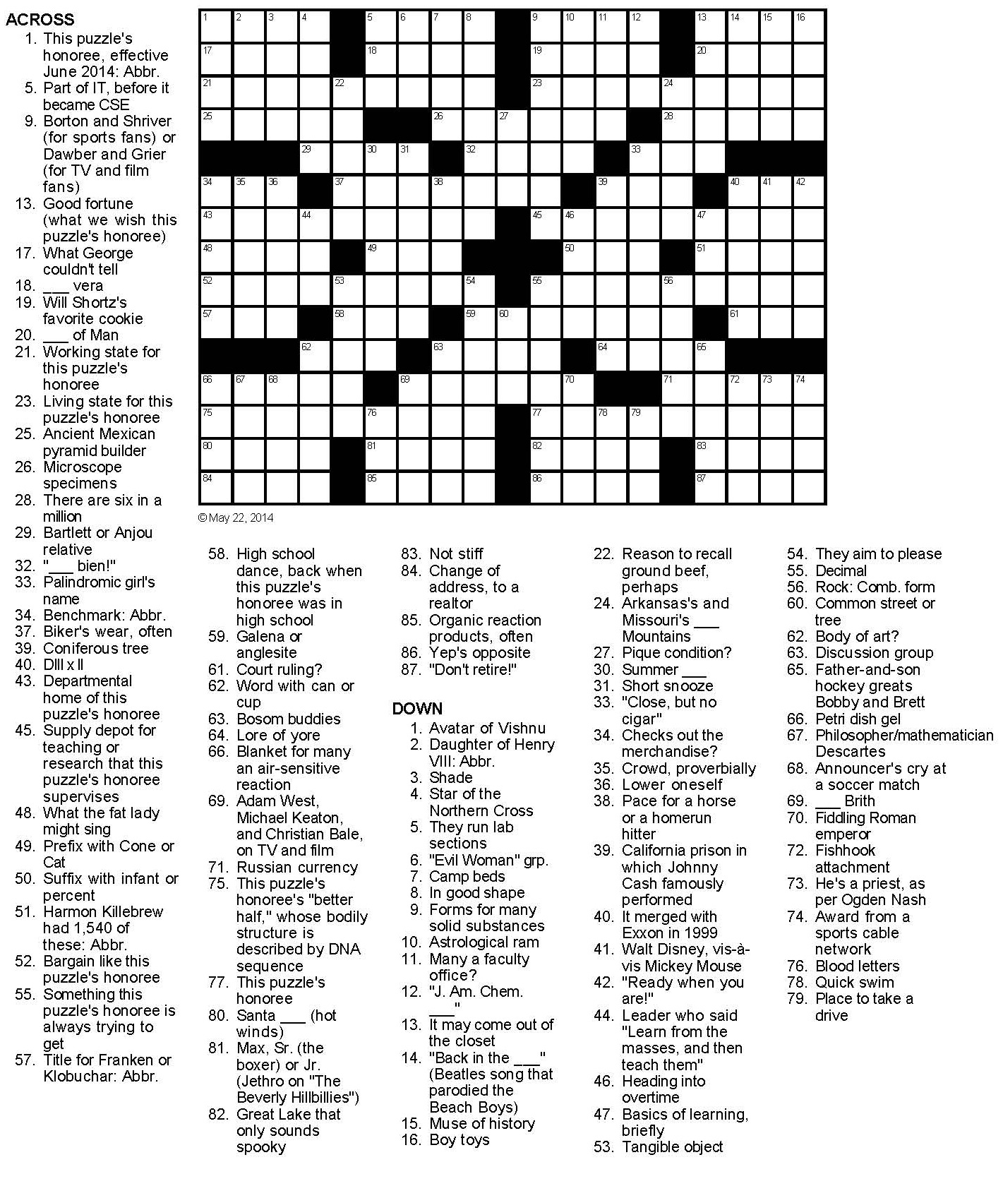 Printable Tv Crossword Puzzles
