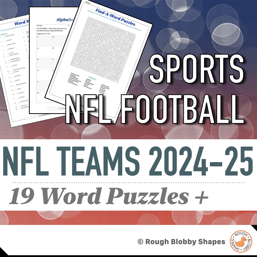 Literacy Activities And Word Puzzles NFL Football 2024 Literacy Activities And Word Puzzles NFL Football 2024