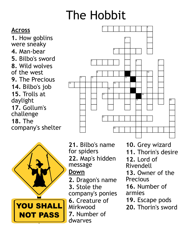 Lord Of The Rings Crossword WordMint