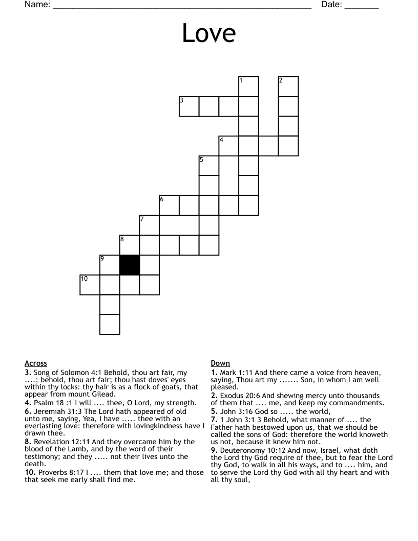 Love Crossword WordMint Love Crossword WordMint