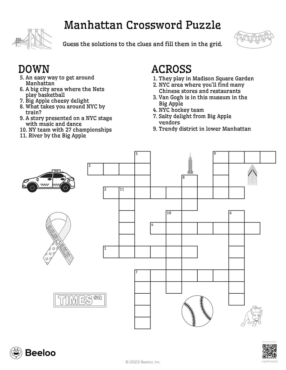 Manhattan Crossword Puzzle Beeloo Printable Crafts And Activities For Kids Manhattan Crossword Puzzle Beeloo Printable Crafts And Activities For Kids