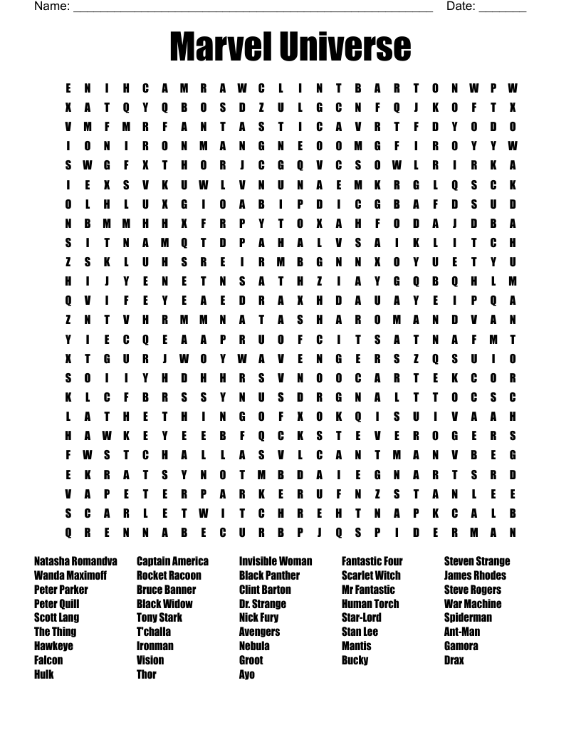 MARVEL CROSSWORD FUN WordMint MARVEL CROSSWORD FUN WordMint