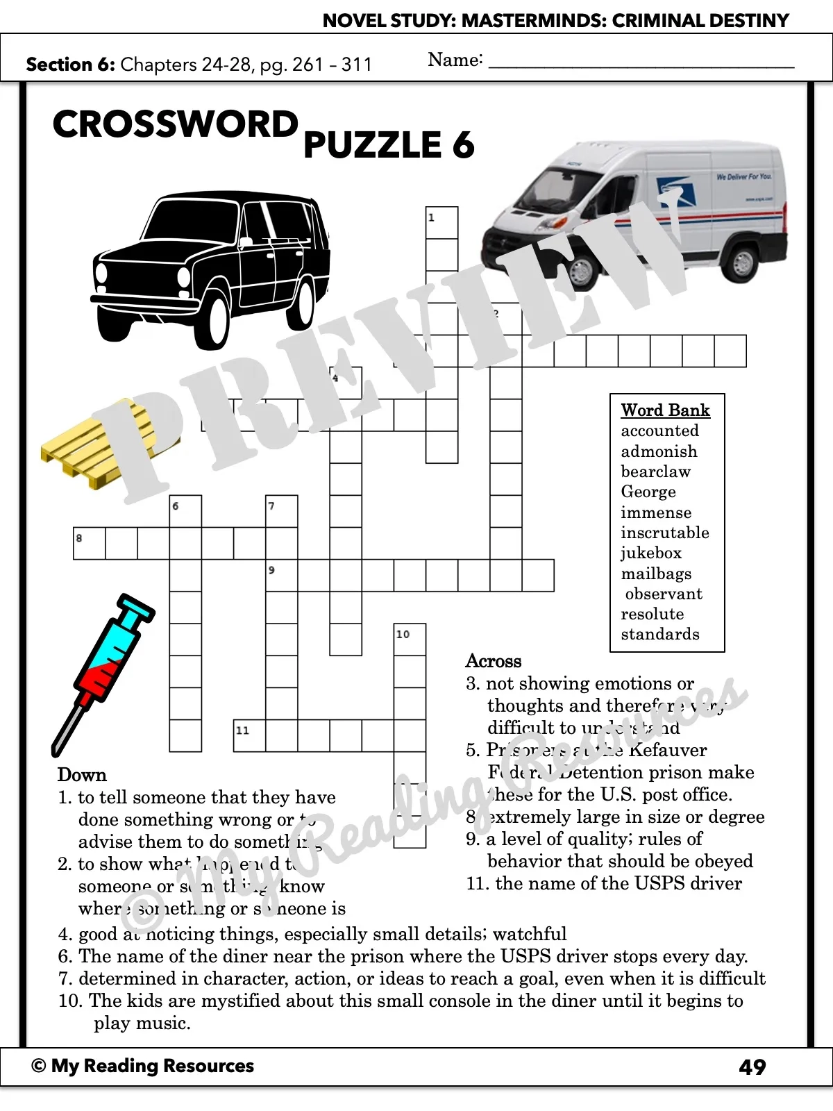 Masterminds Criminal Destiny Section Quizzes Crossword Puzzles My Reading Resources