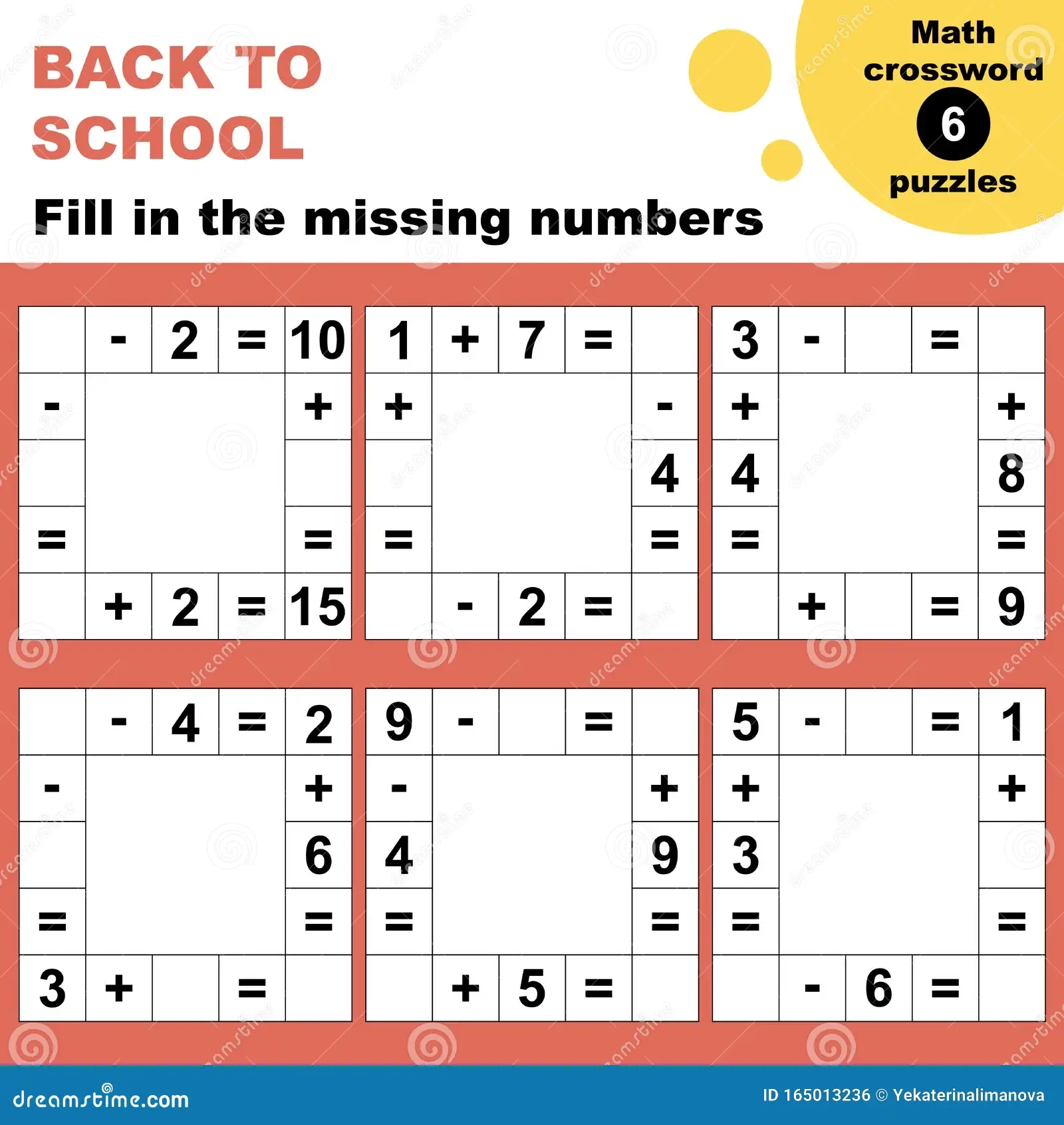 Math Crossword Puzzles Worksheet Stock Vector Illustration Of Crossword Logical 165013236
