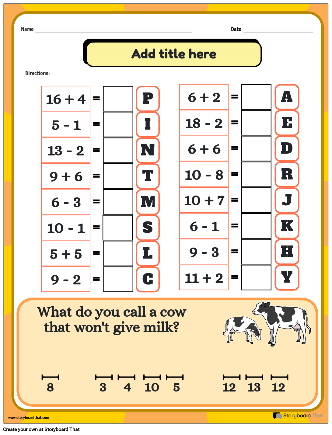 Math Riddles Free Worksheets Puzzles By Storyboard That Math Riddles Free Worksheets Puzzles By Storyboard That