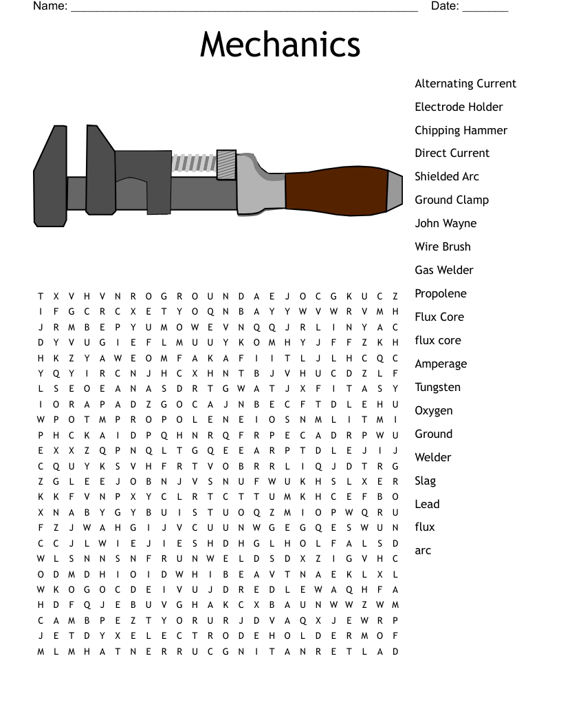 Mechanics Word Search WordMint Mechanics Word Search WordMint