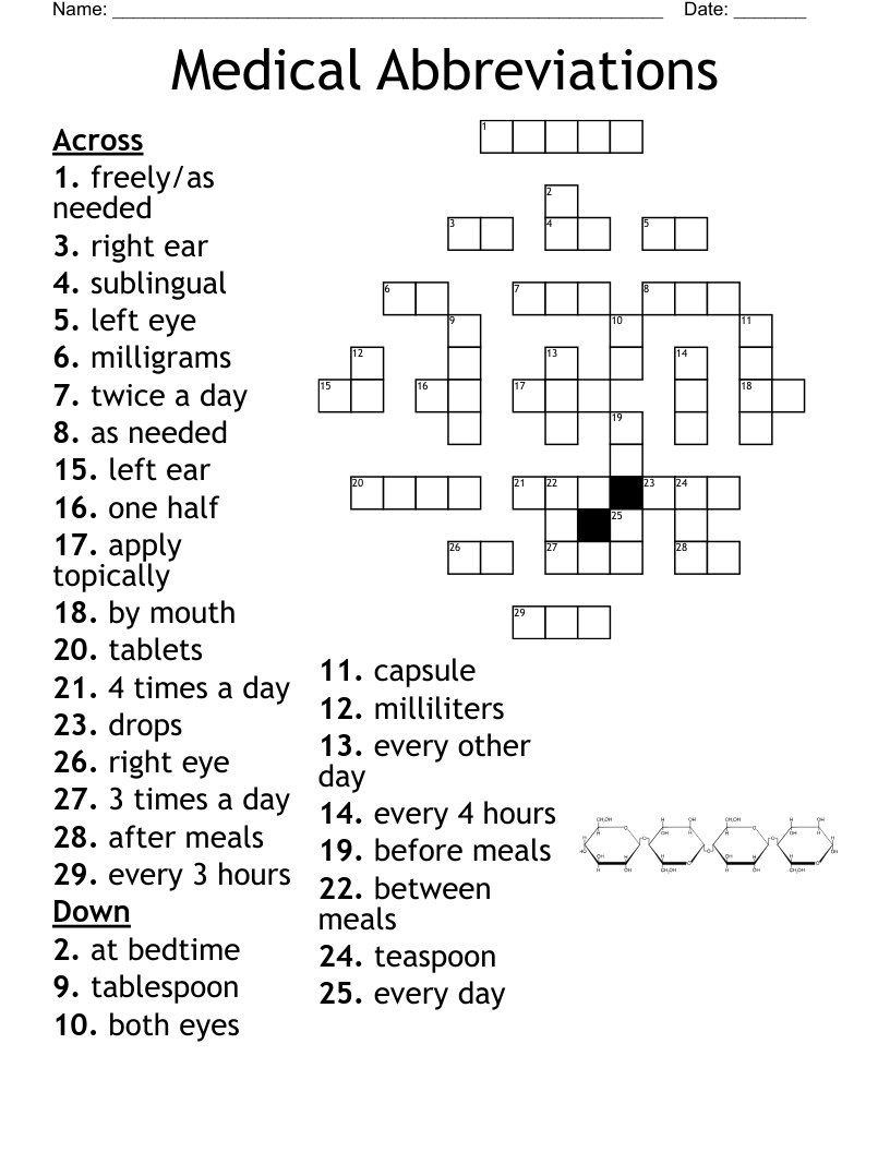 Medical Abbreviations Crossword WordMint Medical Abbreviations Crossword WordMint