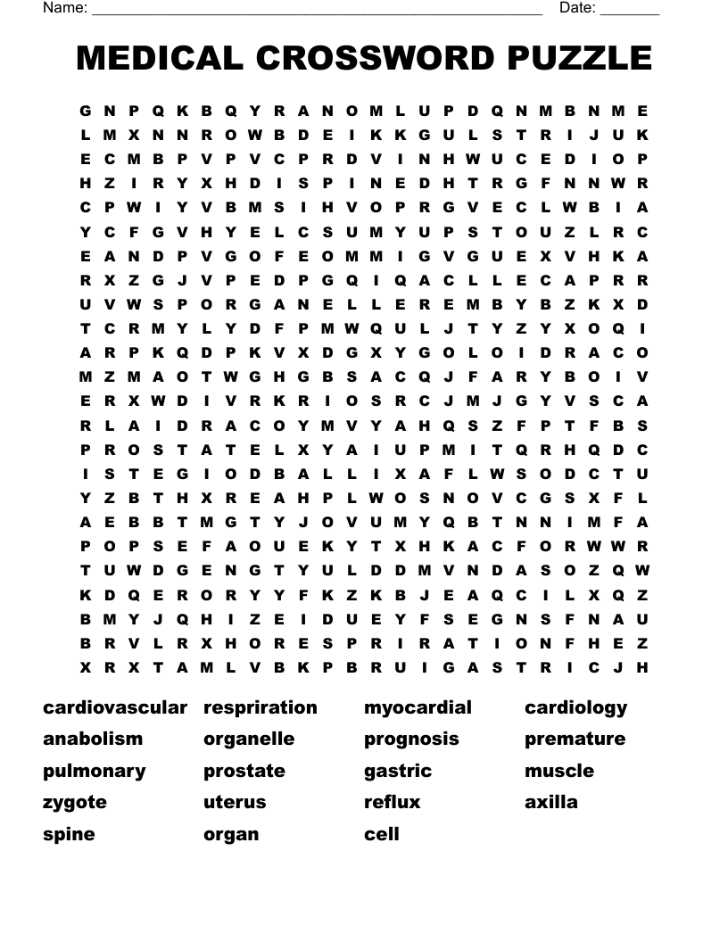 Medical Crossword Puzzles Printable Medical Crossword Puzzles Printable