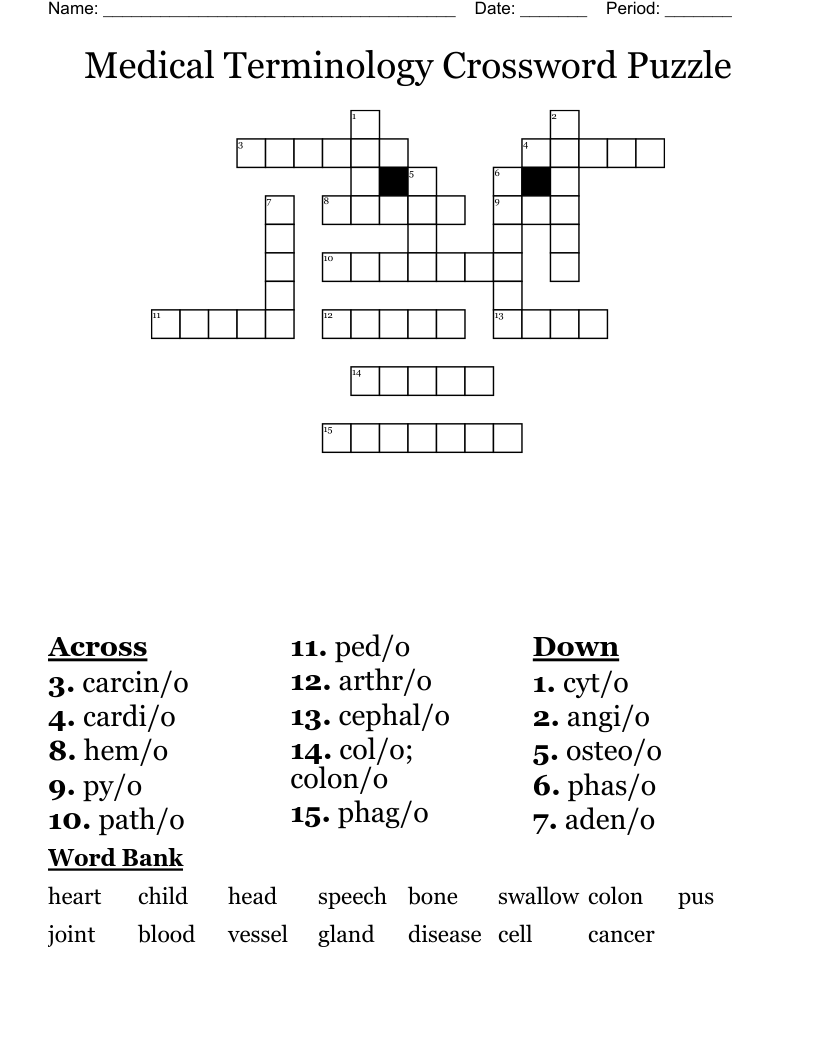 Medical Terminology Crossword Puzzle WordMint Medical Terminology Crossword Puzzle WordMint
