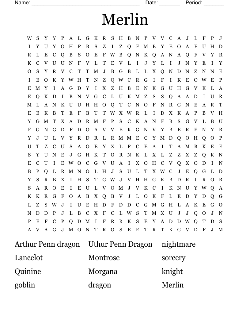 Merlin Word Search WordMint Merlin Word Search WordMint