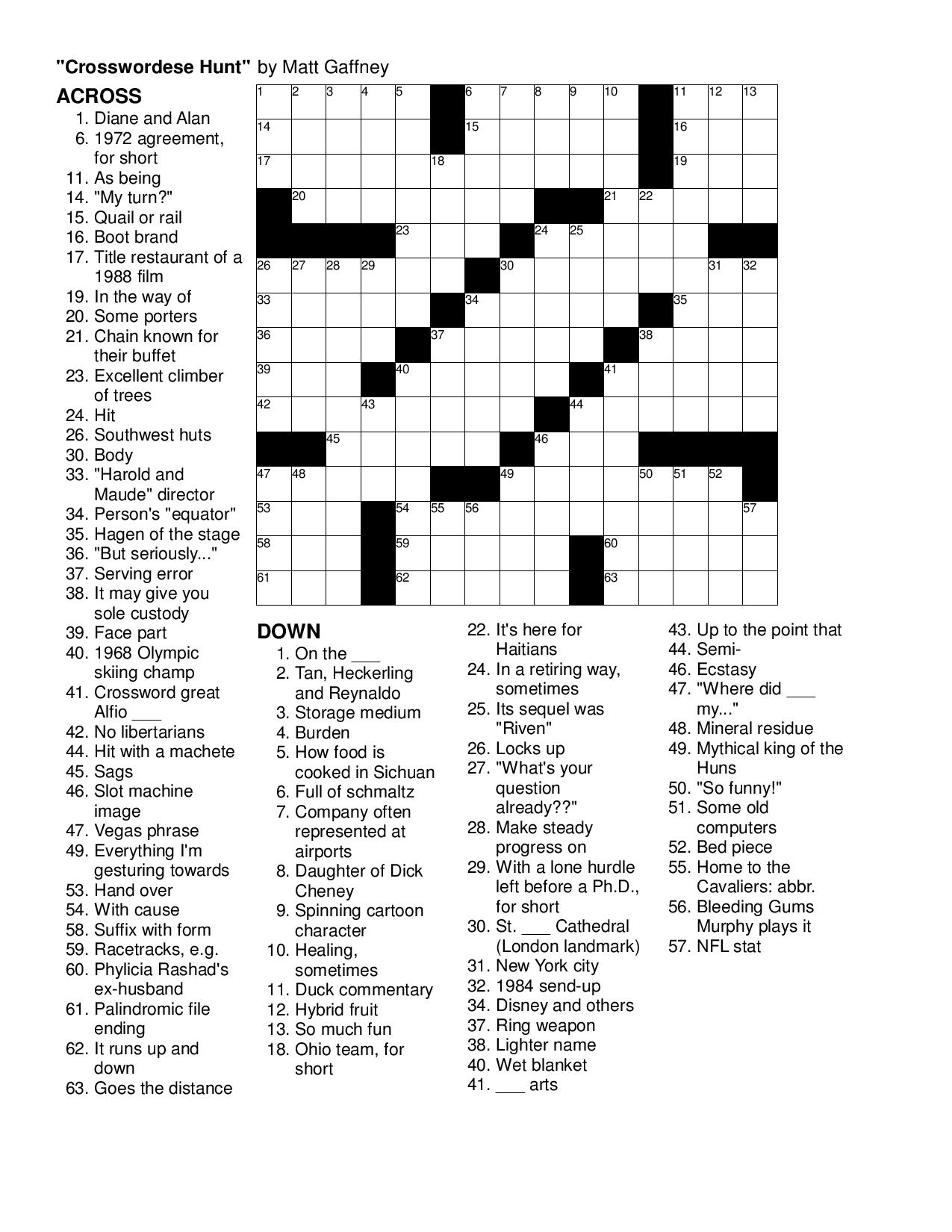Hunting Crossword Puzzles Printable Hunting Crossword Puzzles Printable