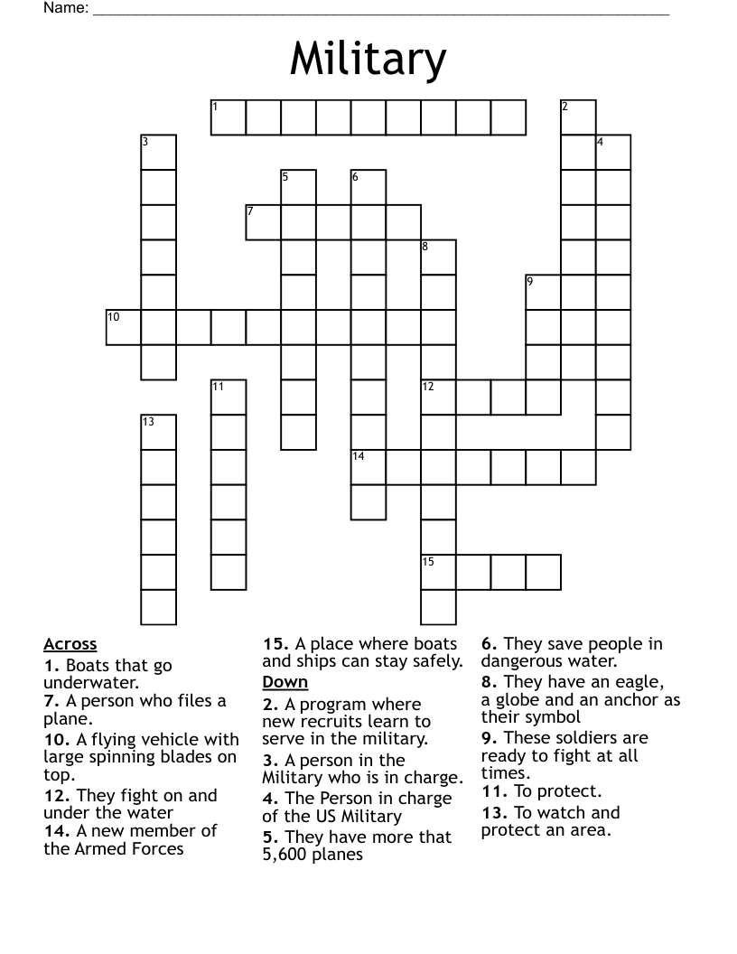 Military Crossword WordMint Military Crossword WordMint