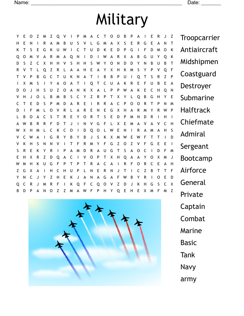 Military Crosswords Word Searches Bingo Cards WordMint Military Crosswords Word Searches Bingo Cards WordMint