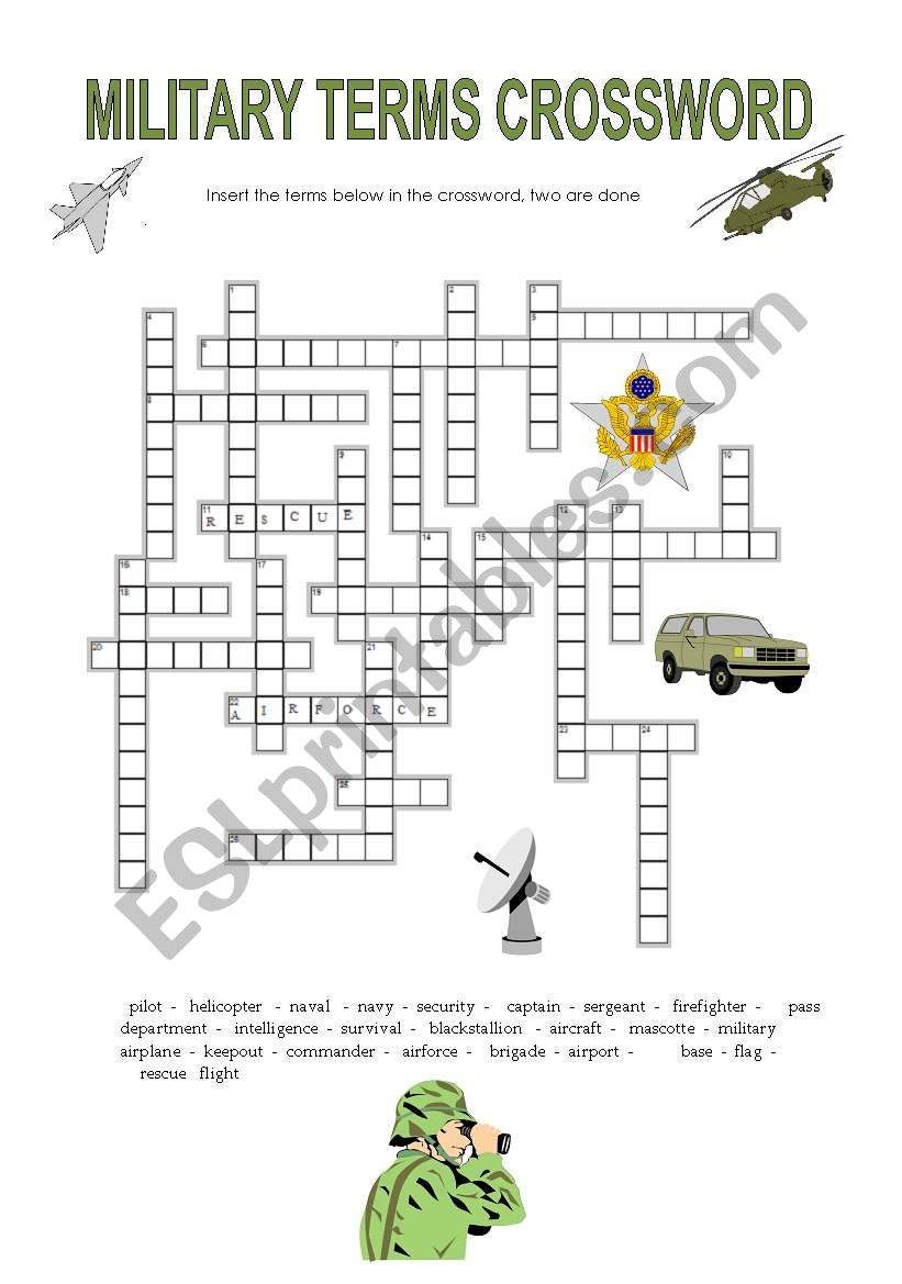 Military Terms Crossword ESL Worksheet By Olaola Military Terms Crossword ESL Worksheet By Olaola