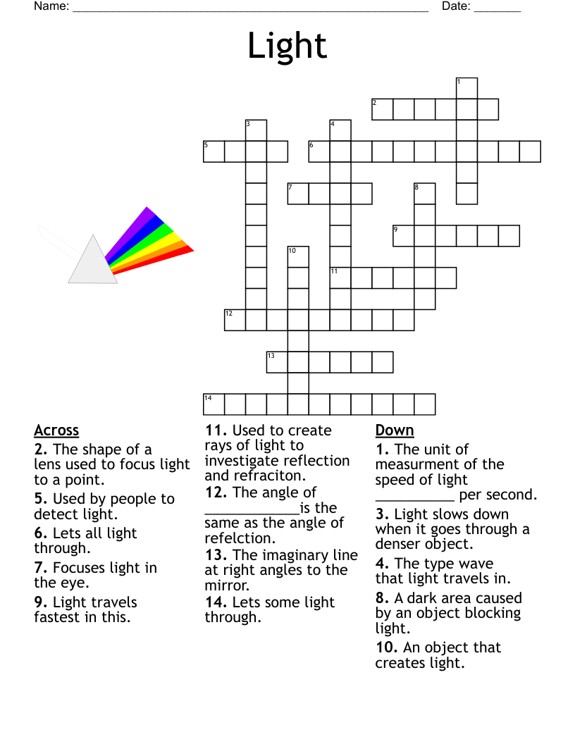 Mirrors And Lenses Crossword WordMint Mirrors And Lenses Crossword WordMint