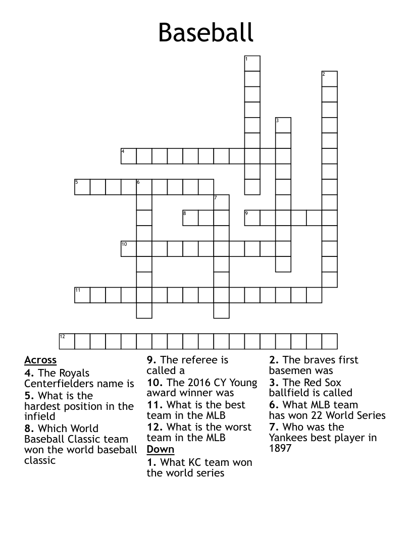 MLB Crossword WordMint