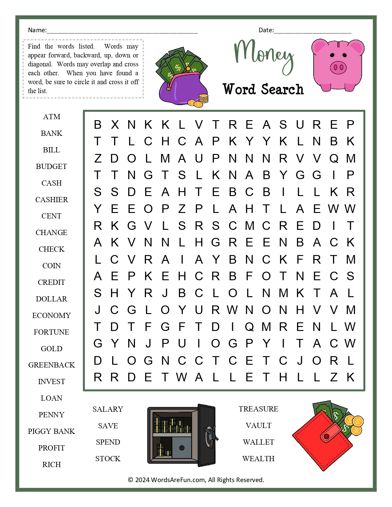 Money Crossword Puzzles Printable Money Crossword Puzzles Printable