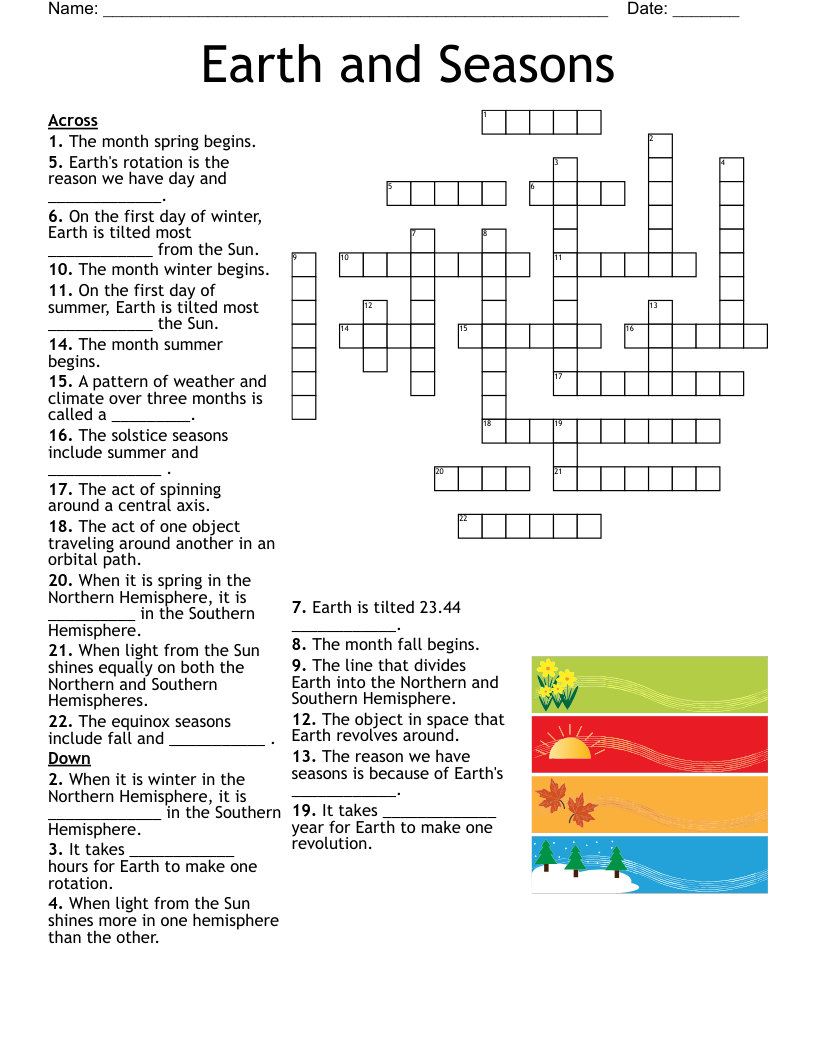 Months And Seasons Crossword WordMint Months And Seasons Crossword WordMint