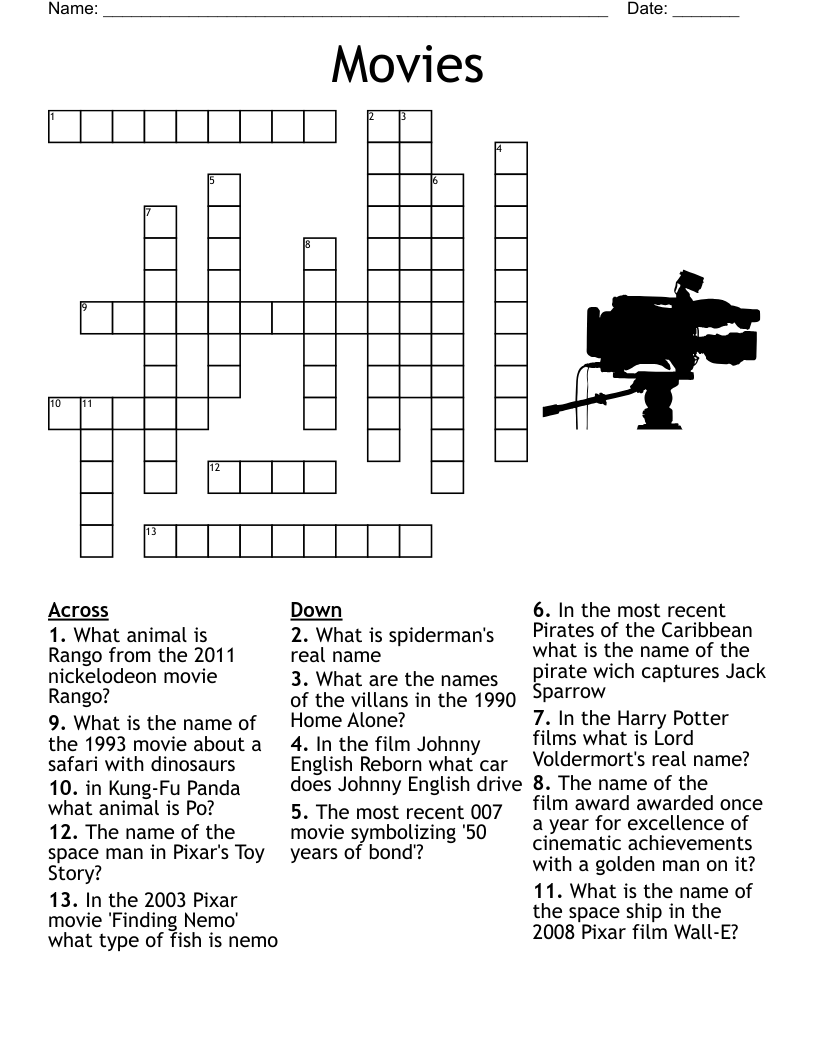 Classic Movie Printable Crossword Puzzles Classic Movie Printable Crossword Puzzles