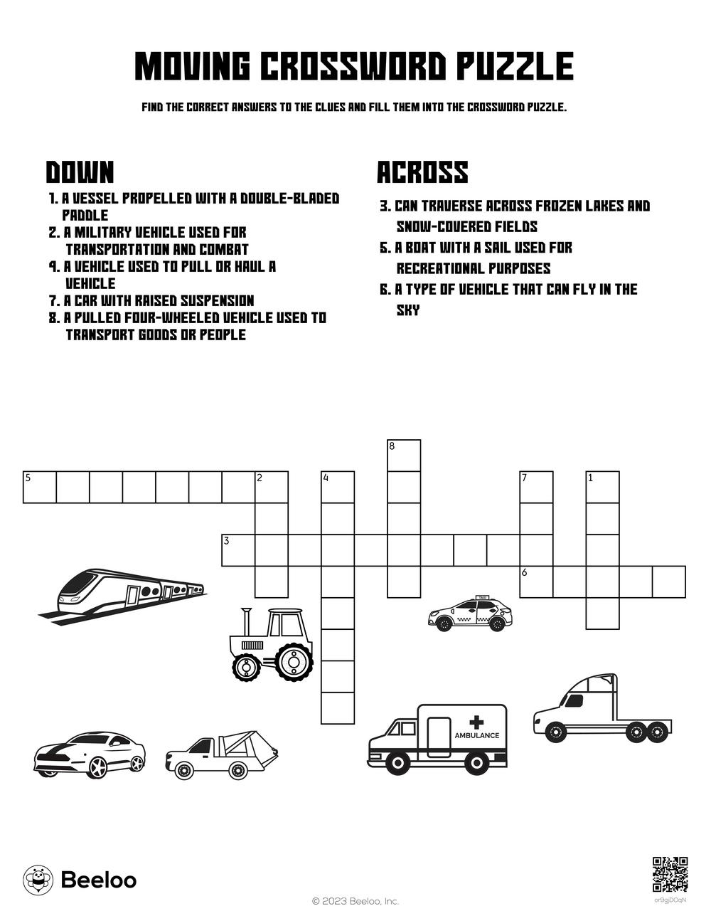 Moving Crossword Puzzle Beeloo Printable Crafts And Activities For Kids Moving Crossword Puzzle Beeloo Printable Crafts And Activities For Kids