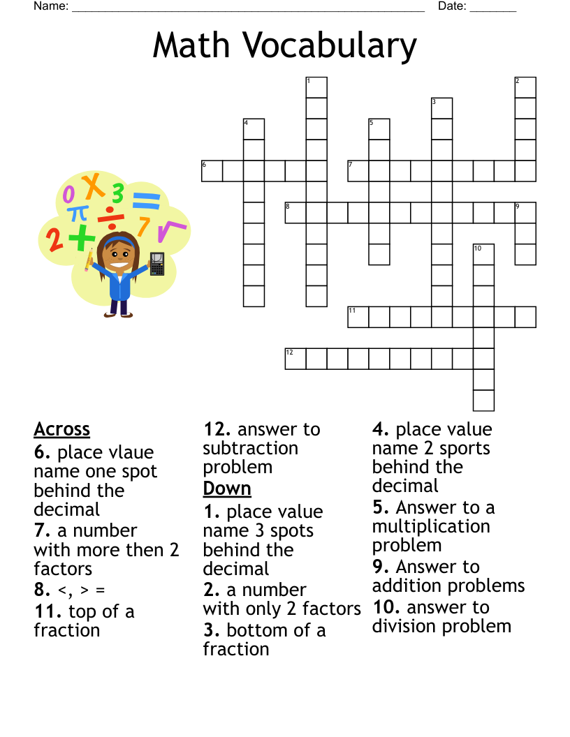 Multiplication Crossword WordMint Multiplication Crossword WordMint