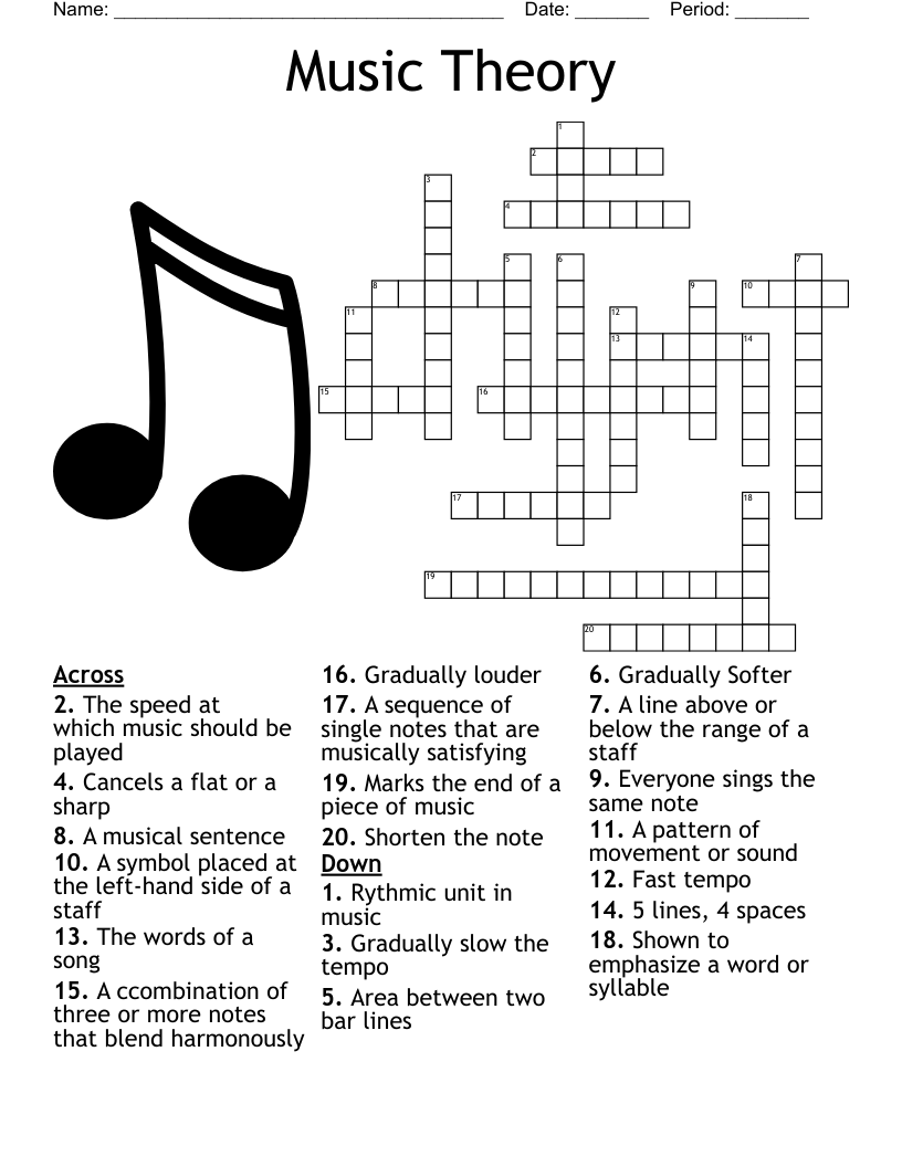 Music Theory Crossword WordMint Music Theory Crossword WordMint