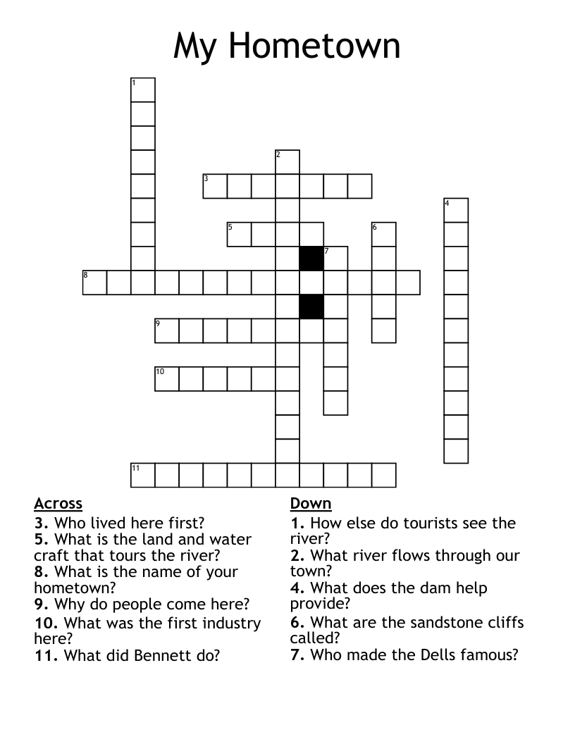 My Hometown Crossword WordMint My Hometown Crossword WordMint