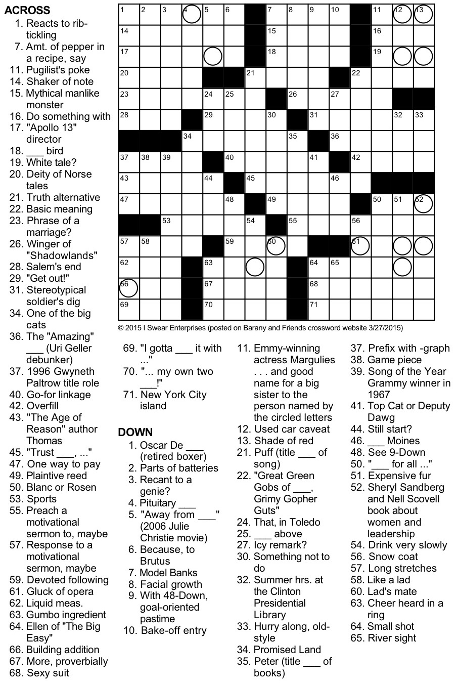 MYSTERY PUZZLE I Swear Crossword Crossword Puzzle MYSTERY PUZZLE I Swear Crossword Crossword Puzzle
