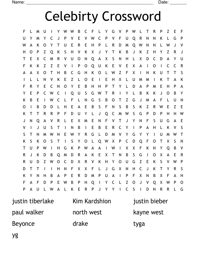Name Celebrity And Child Worksheet WordMint Name Celebrity And Child Worksheet WordMint