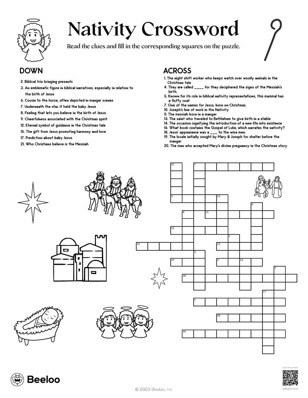 Nativity themed Crossword Puzzles Beeloo Printable Crafts And Activities For Kids Nativity themed Crossword Puzzles Beeloo Printable Crafts And Activities For Kids