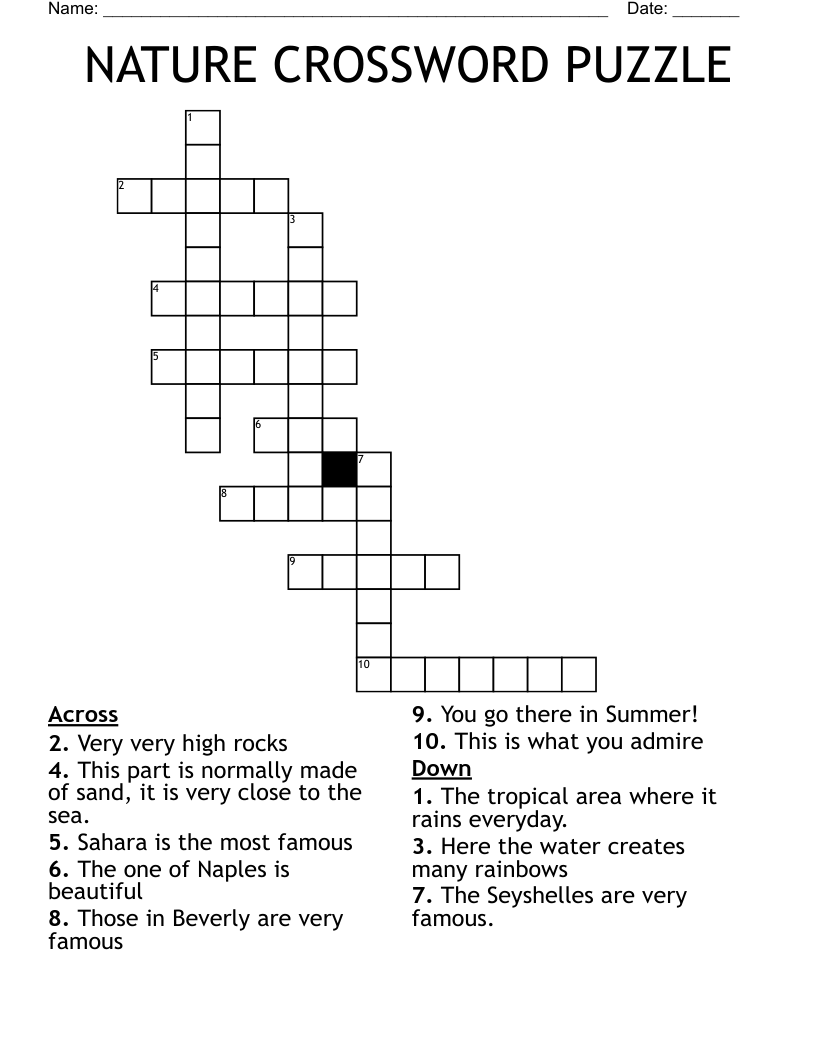 NATURE CROSSWORD PUZZLE WordMint NATURE CROSSWORD PUZZLE WordMint