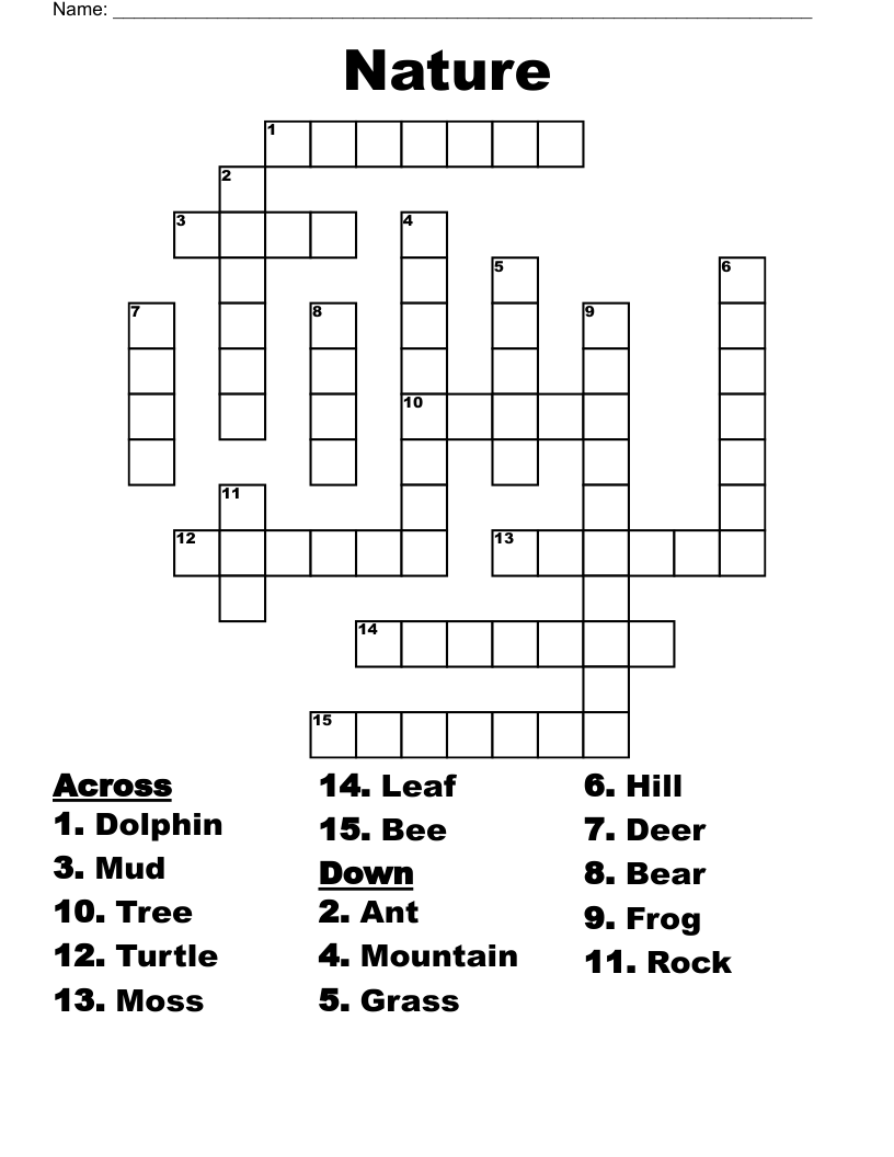 Nature Crossword WordMint Nature Crossword WordMint