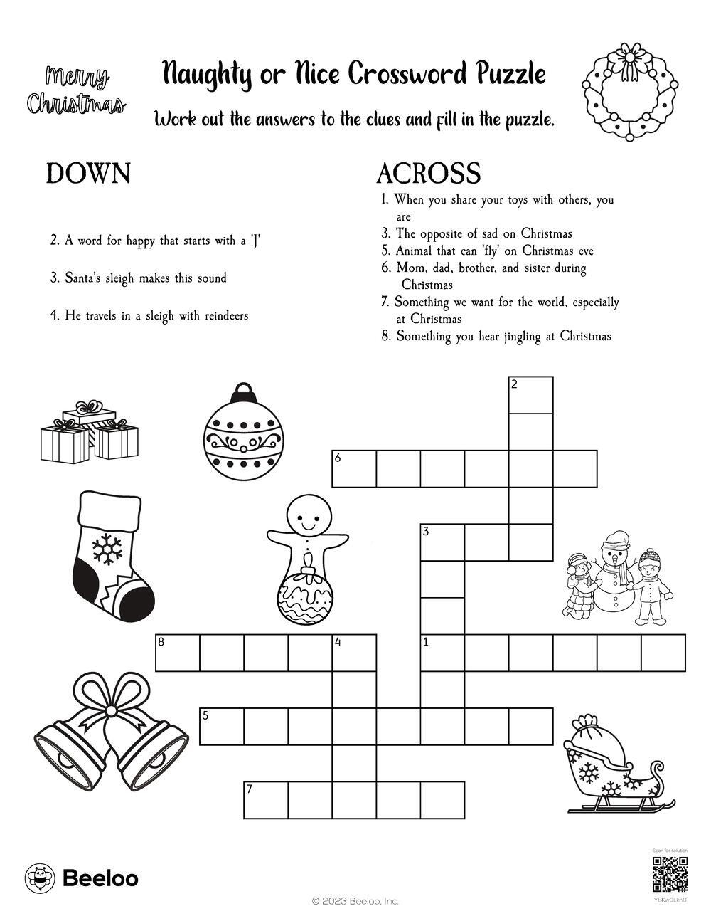 Naughty Or Nice Crossword Puzzle Beeloo Printable Crafts And Activities For Kids