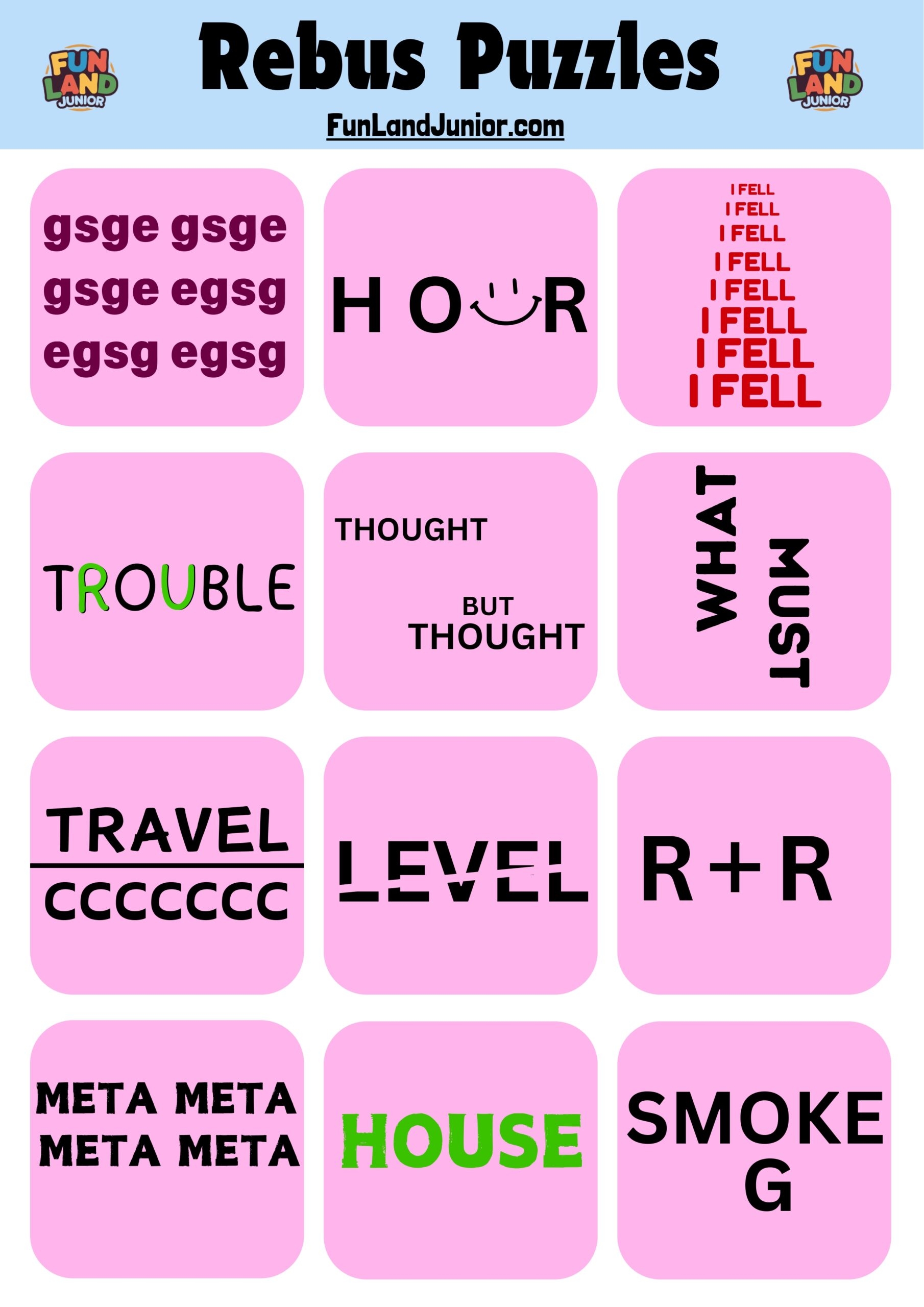 New Critical Thinking Rebus Puzzles With Answers Fun Land Junior New Critical Thinking Rebus Puzzles With Answers Fun Land Junior