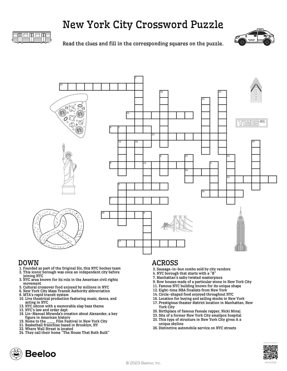 New York City Crossword Puzzle Beeloo Printable Crafts And Activities For Kids New York City Crossword Puzzle Beeloo Printable Crafts And Activities For Kids
