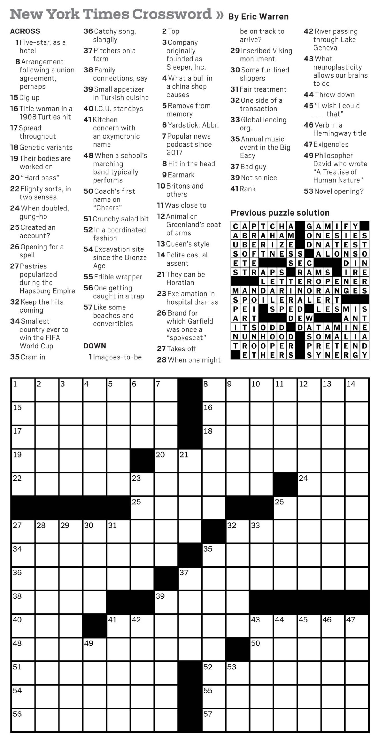 Printable New York Times Crosswords Puzzles Printable New York Times Crosswords Puzzles