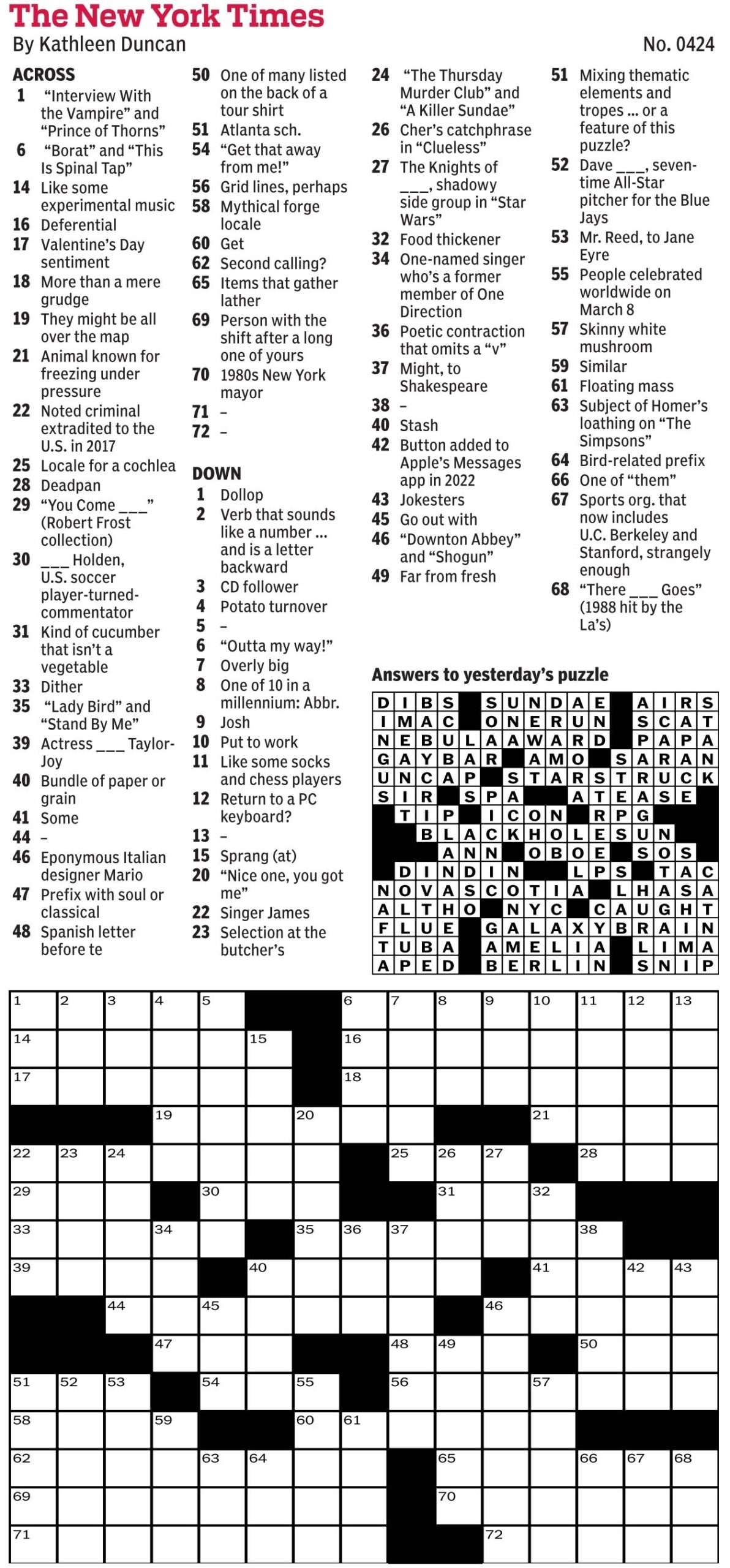 New York Times Daily Crossword Puzzles New York Times Daily Crossword Puzzles